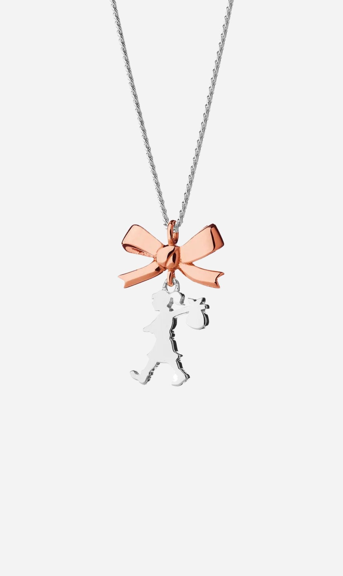 Karen Walker | Mini Girl With A Bow Necklace 45cm - Silver/Rose Gold