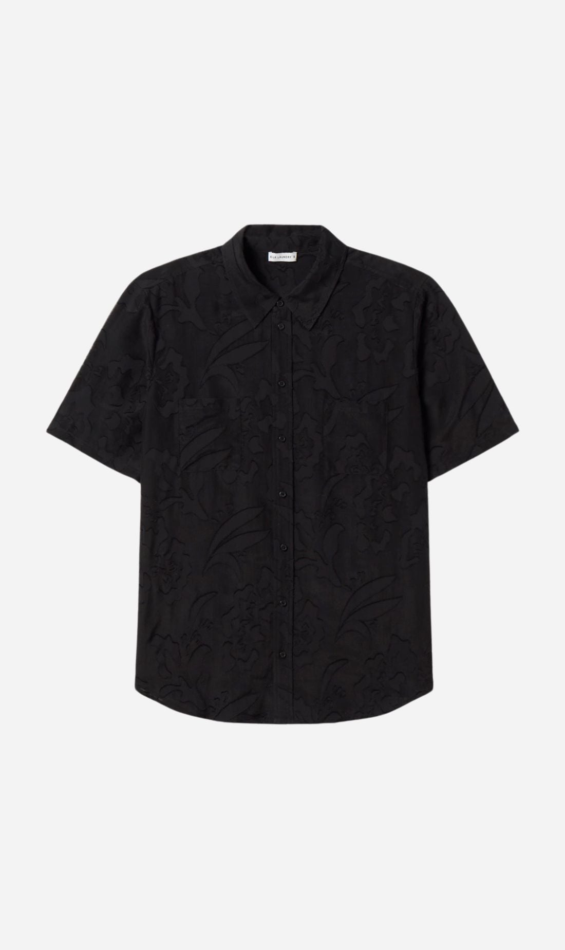 Silk Laundry | Clip Silk Short Sleeve Boyfriend Shirt - Tulipa Black