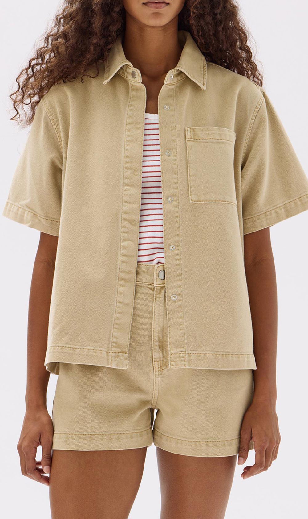 Assembly Label | Ashley Denim Short Sleeve Shirt - Tan