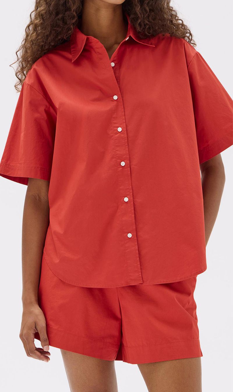 Assembly Label | Tala Poplin Short Sleeve Shirt - Papaya