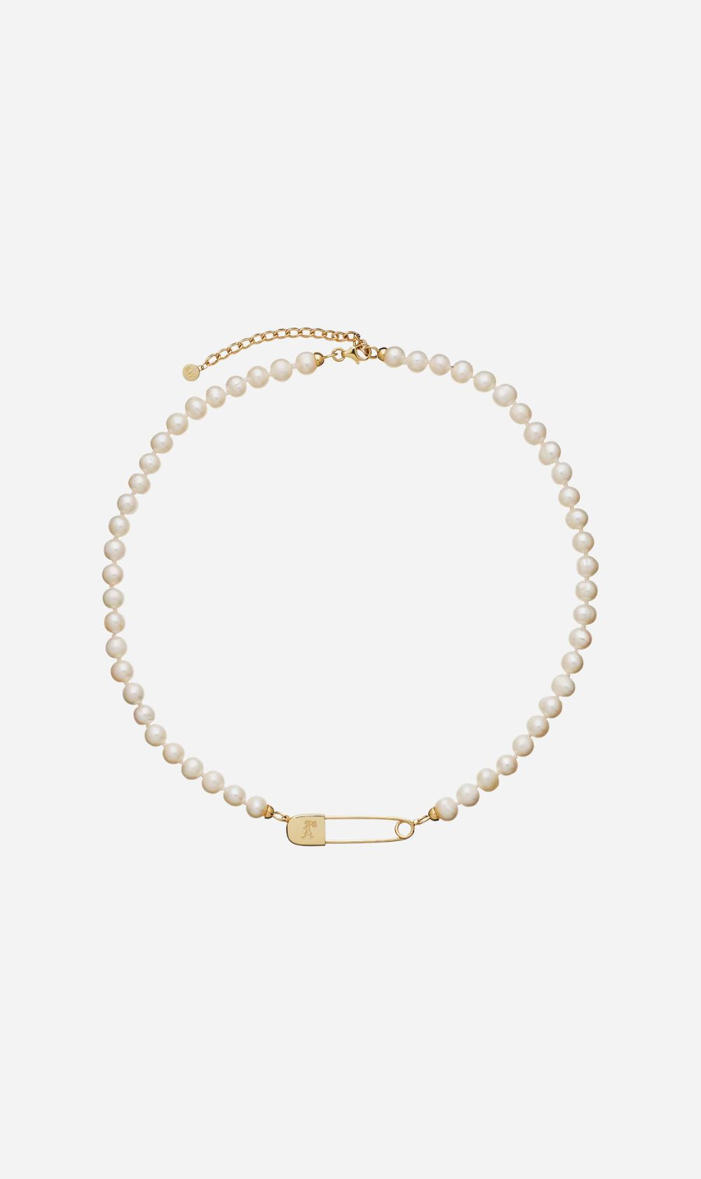 Karen Walker | Runaway Safety Pin & Pearls Necklace - Gold Plated