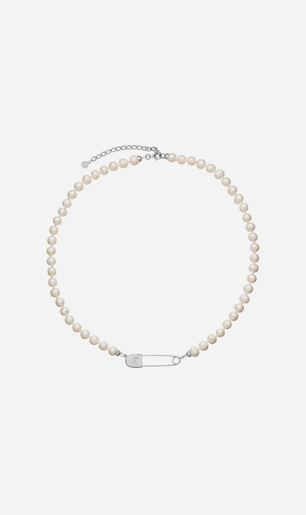 Karen Walker | Runaway Safety Pin Pearls Necklace - Silver