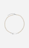 Karen Walker | Runaway Safety Pin Pearls Necklace - Silver