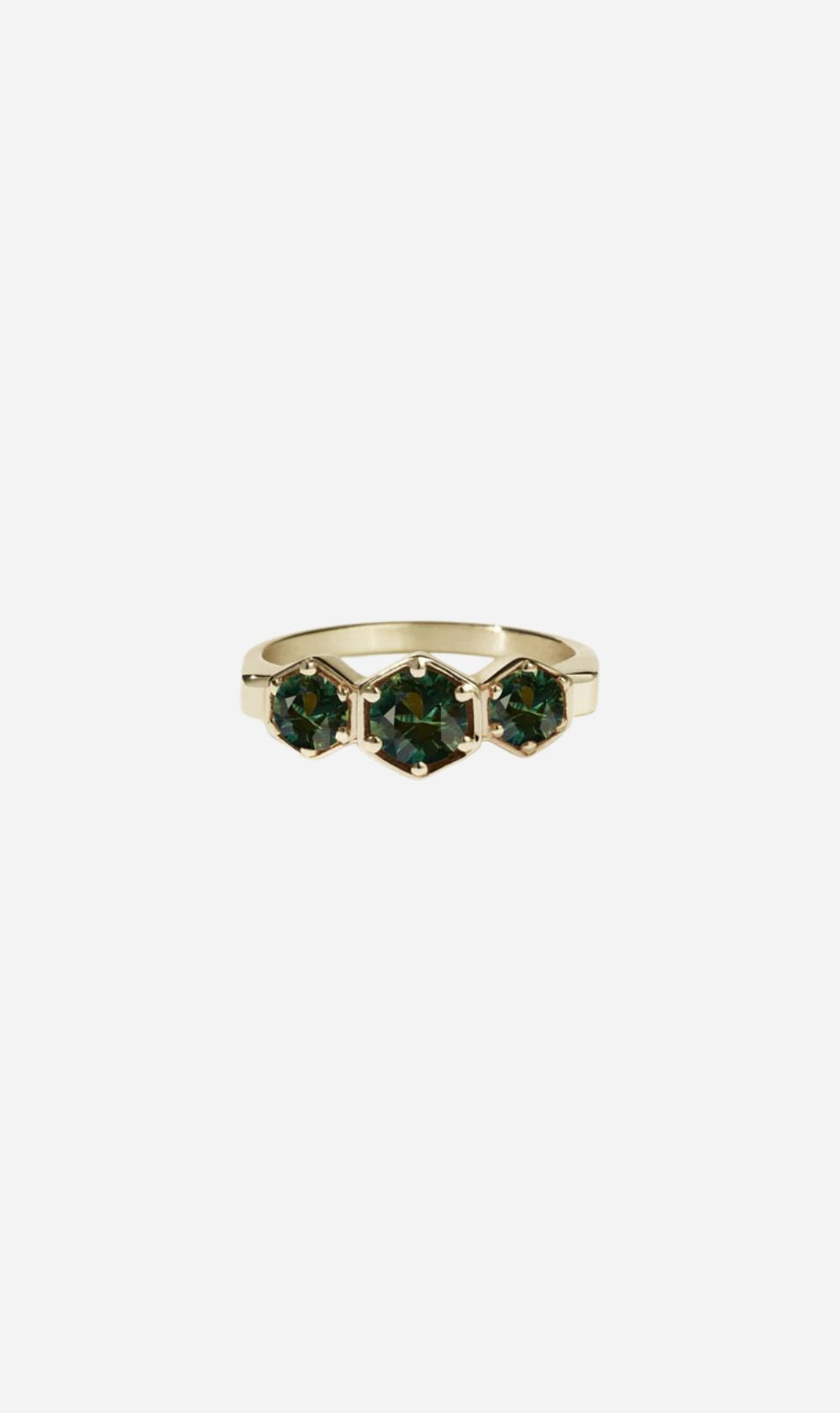 Meadowlark | 3 Hexagon Stone Ring - Green Sapphire