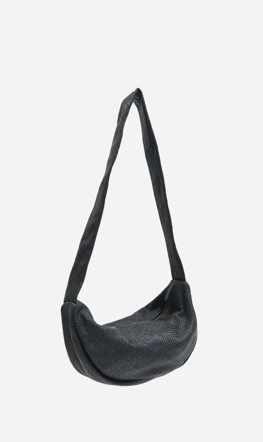 St Agni | Woven Crescent Bag - Black