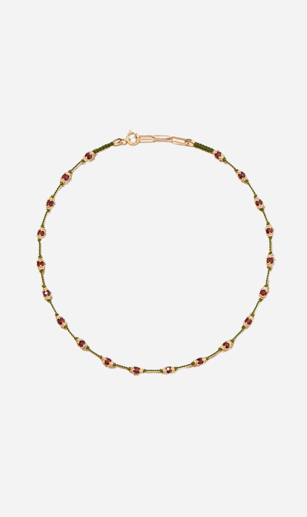 Tityaravy | Peony Necklace - Green/Garnet