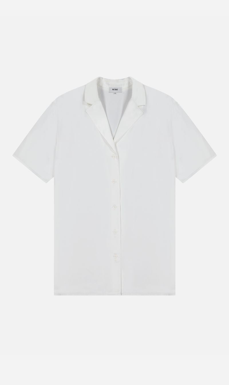 Rebe | Short Sleeve Silky Shirt - Ivory