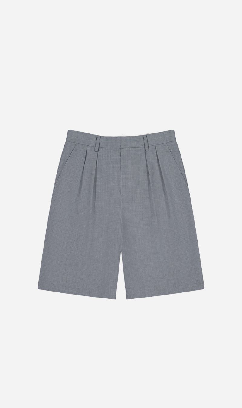 Rebe | Double Pleated Shorts - Grey