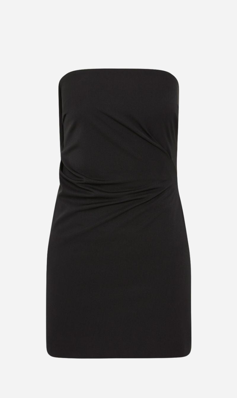 St Agni | Wool Drape Mini Dress - Black