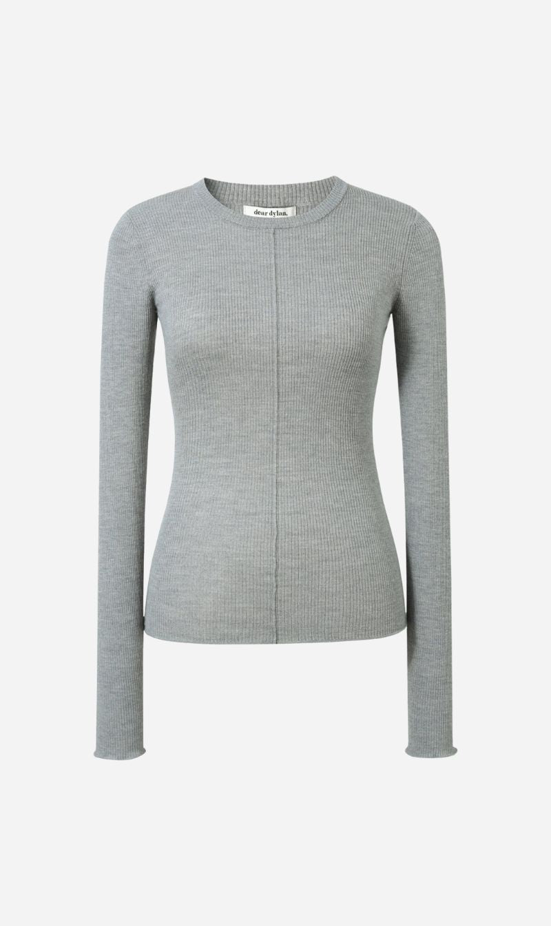 Dear Dylan | Merino Long Sleeve Knit - Grey Marle