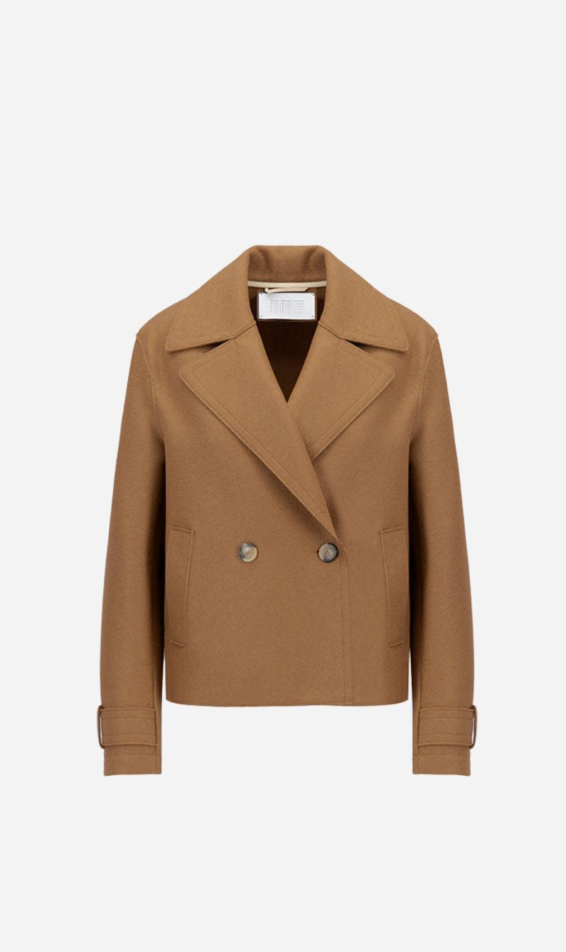 Harris Wharf London | Cropped Peacoat Light Pressed Wool - Toffee