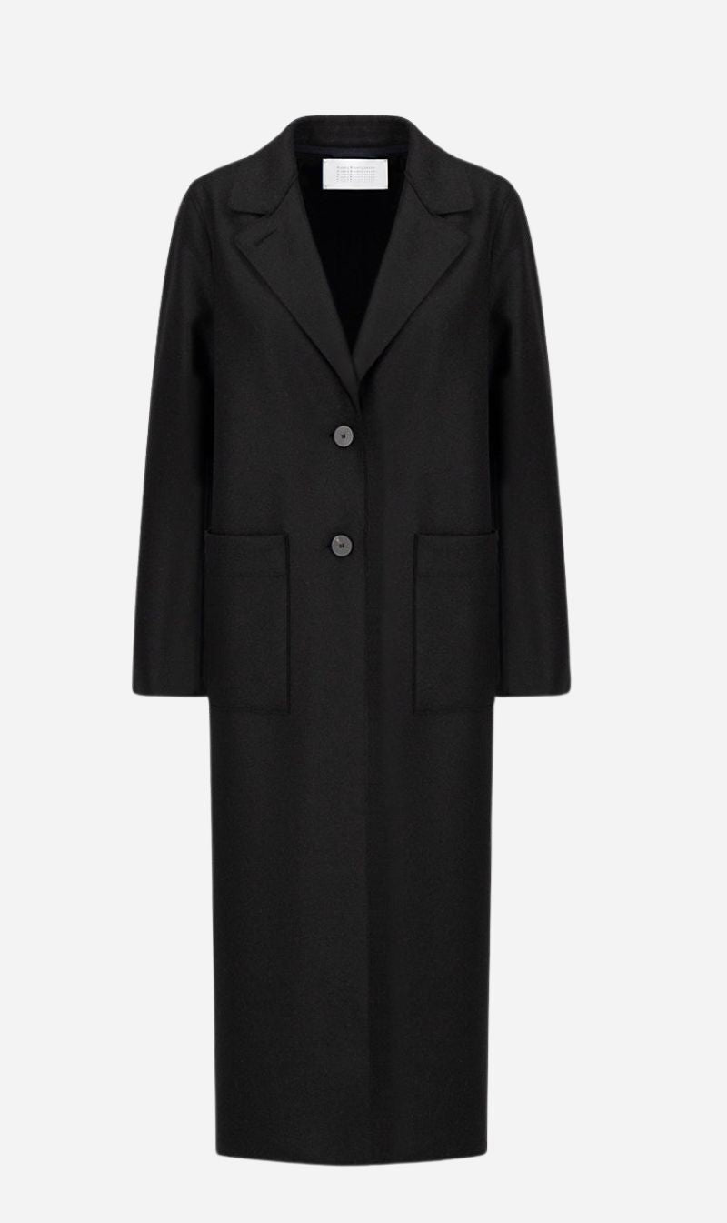 Harris Wharf London | Long Boxy Coat Light Pressed Wool - Black