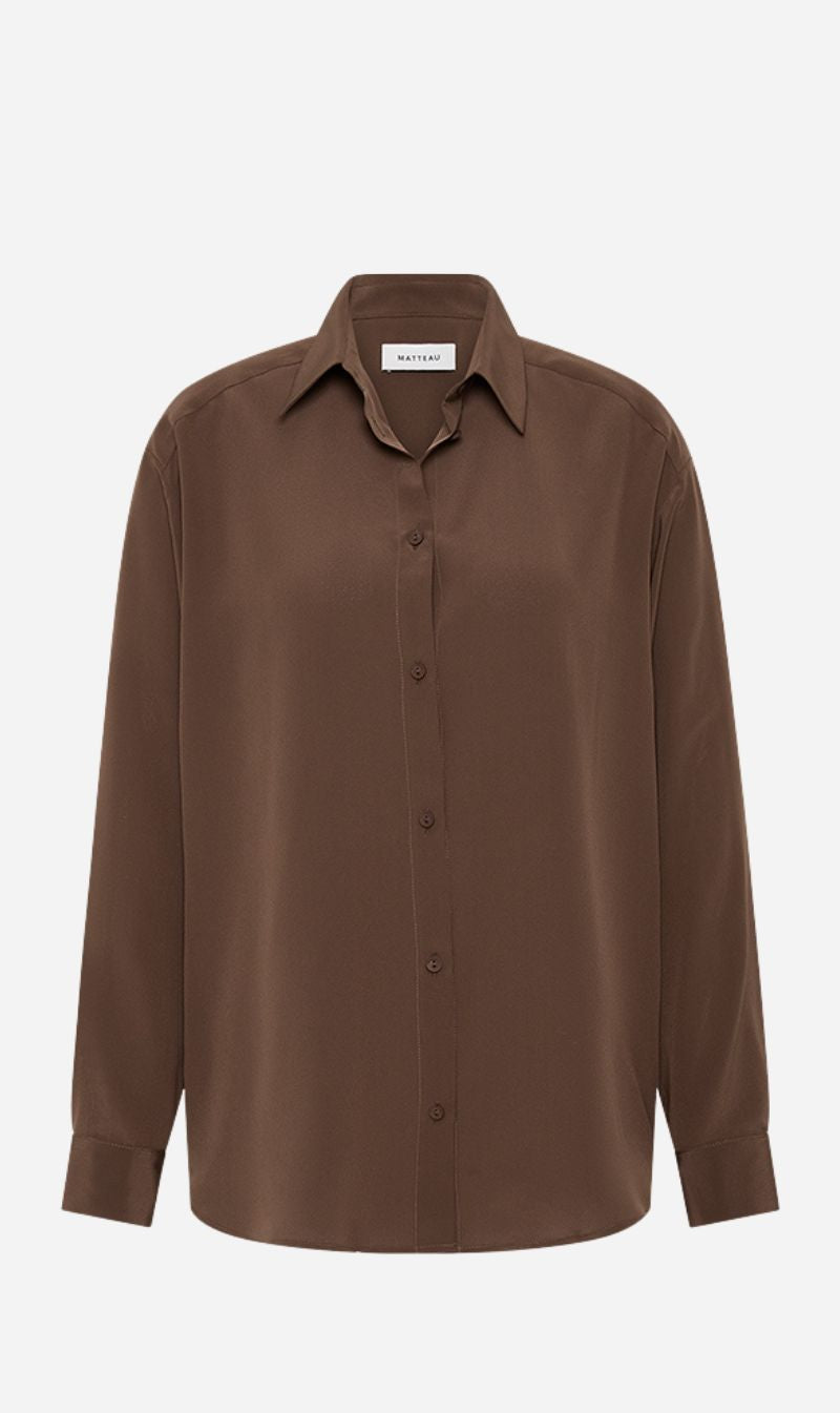 Matteau | Long Sleeve Silk Shirt - Truffle