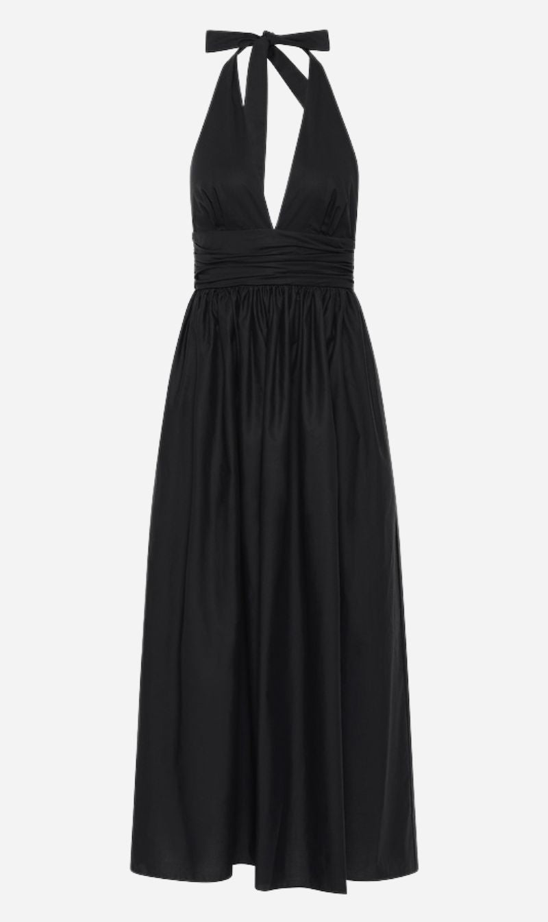 Matteau | Plunge Halter Dress - Black