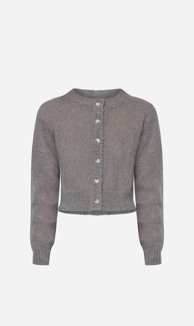 Wynn Hamlyn | Fluffy Mohair Cardigan - Mushroom