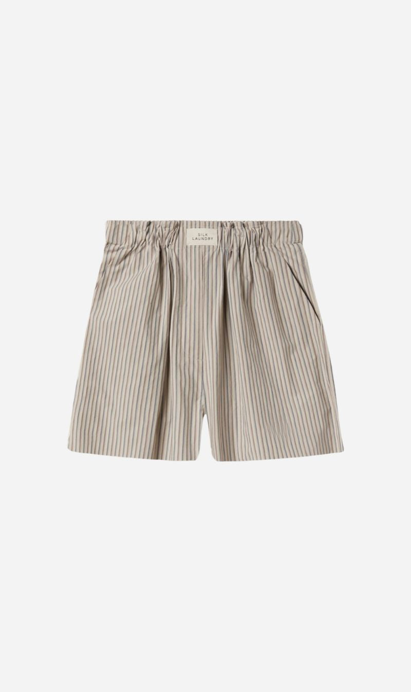 Silk Laundry | Cotton Silk Boxers - Slate Stripe