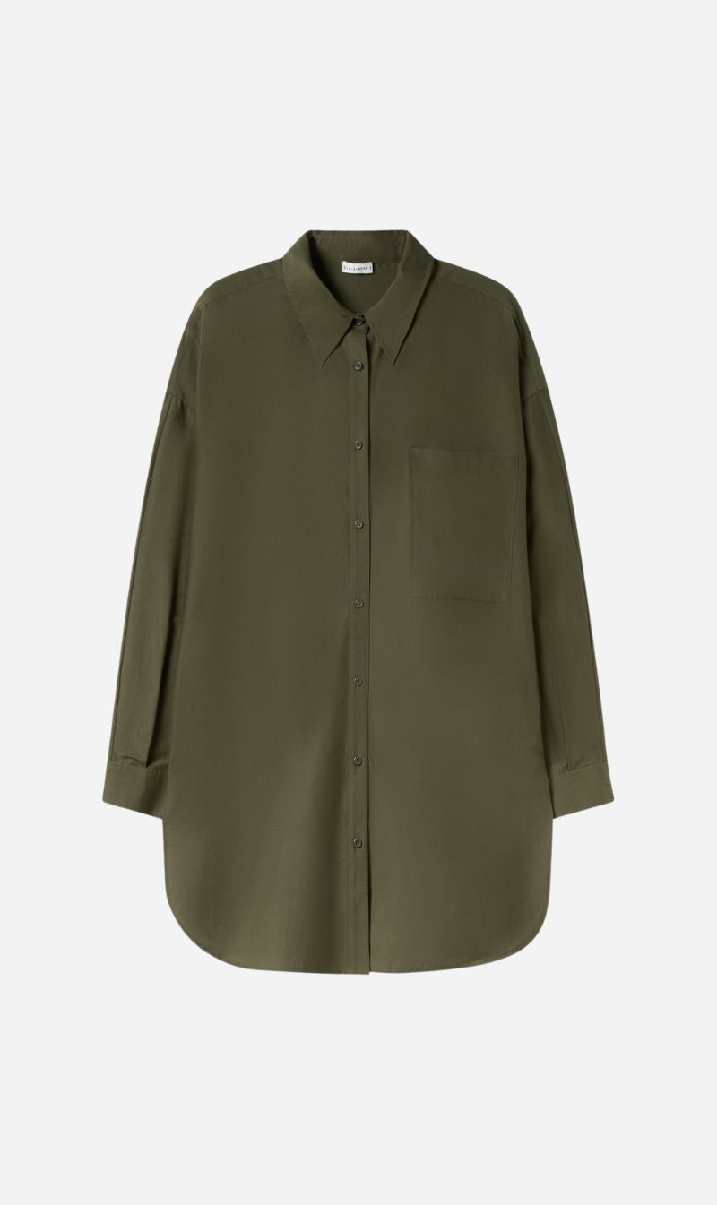 Silk Laundry | Cotton Silk Round Shirt - Pine