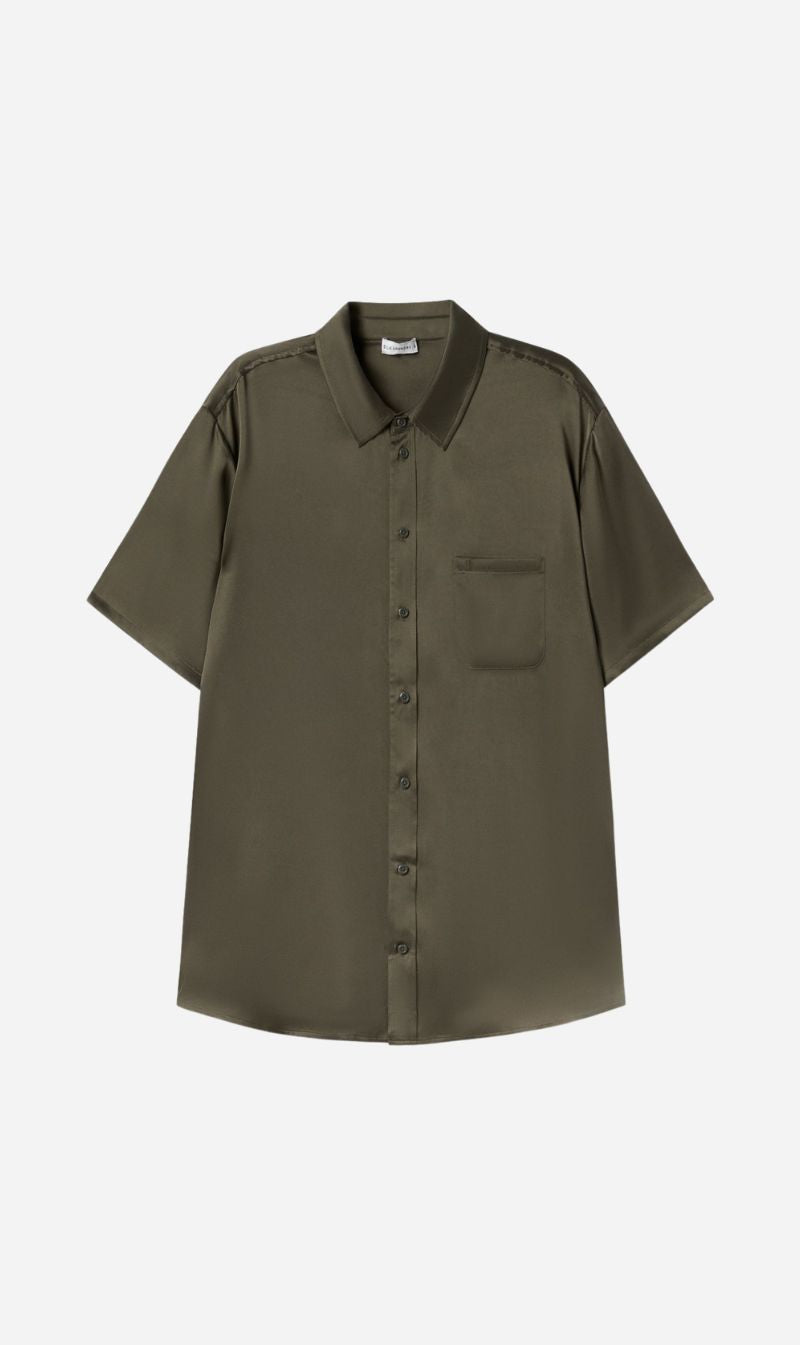 Silk Laundry | Short Sleeve Boyfriend Shirt - Pine