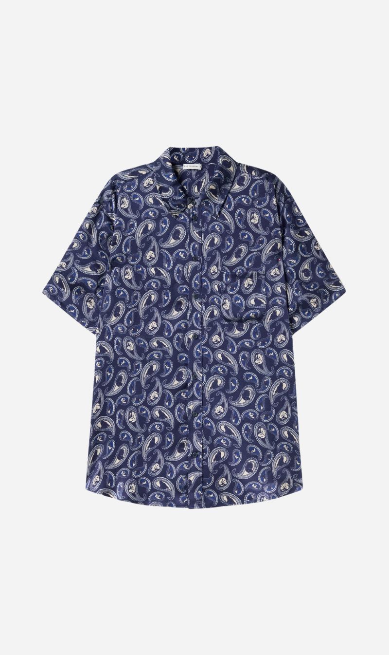 Silk Laundry | Short Sleeve Boyfriend Shirt - Hounds Paisley