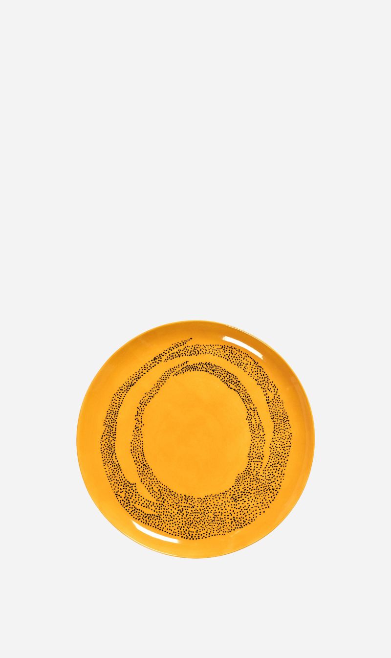 Serax | Feast Plate L Sunny Yellow Swirl - Dots Black Set Of 2