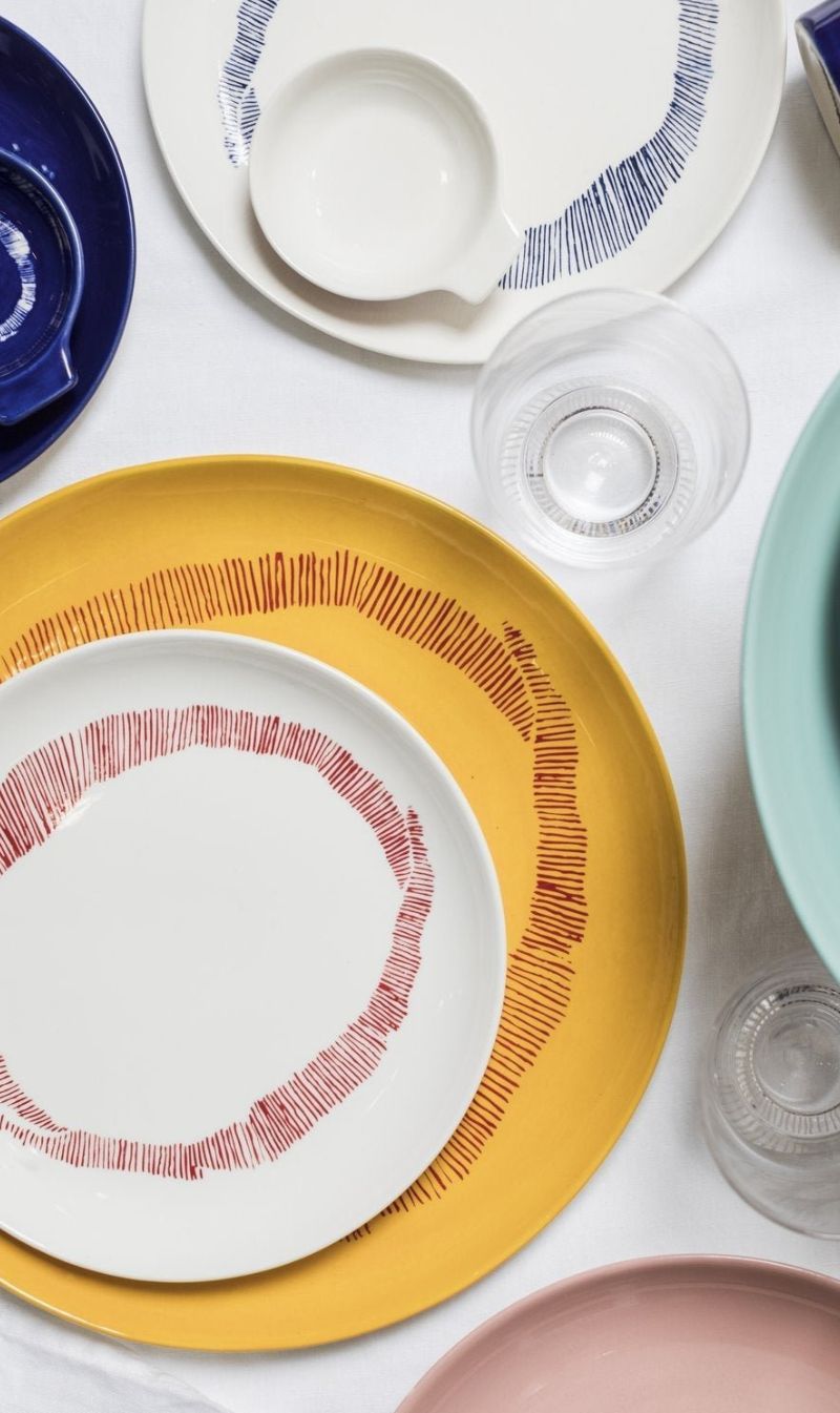 Serax | Feast Serving Plate Sunny Yellow Swirl - Stripes Red