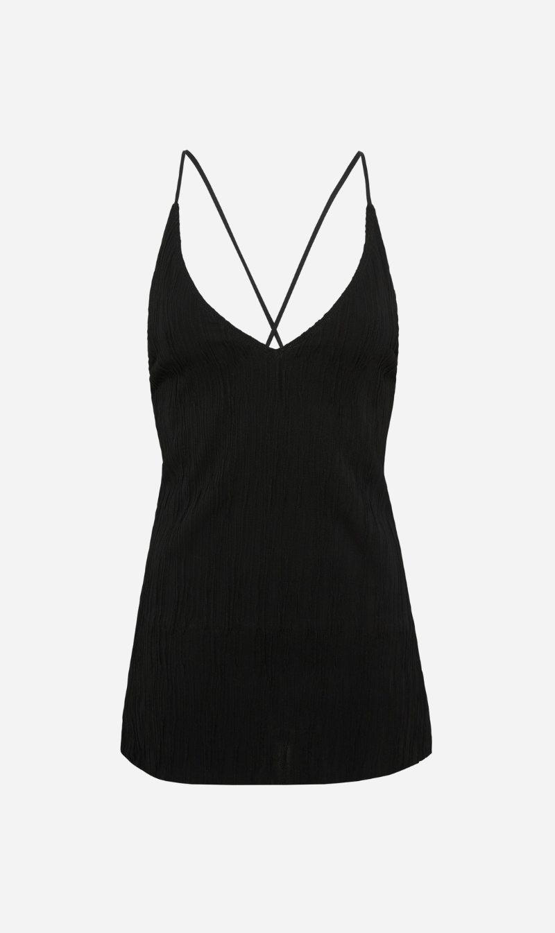 Bassike | Textured V Neck Camisole - Black