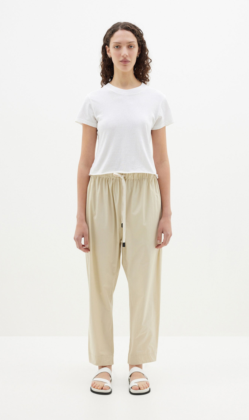 Bassike | Pleated Cotton Pull On Pant - Agate Grey