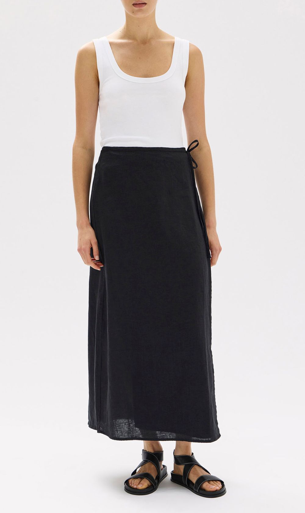 Assembly Label | Roma Linen Wrap Skirt - Black