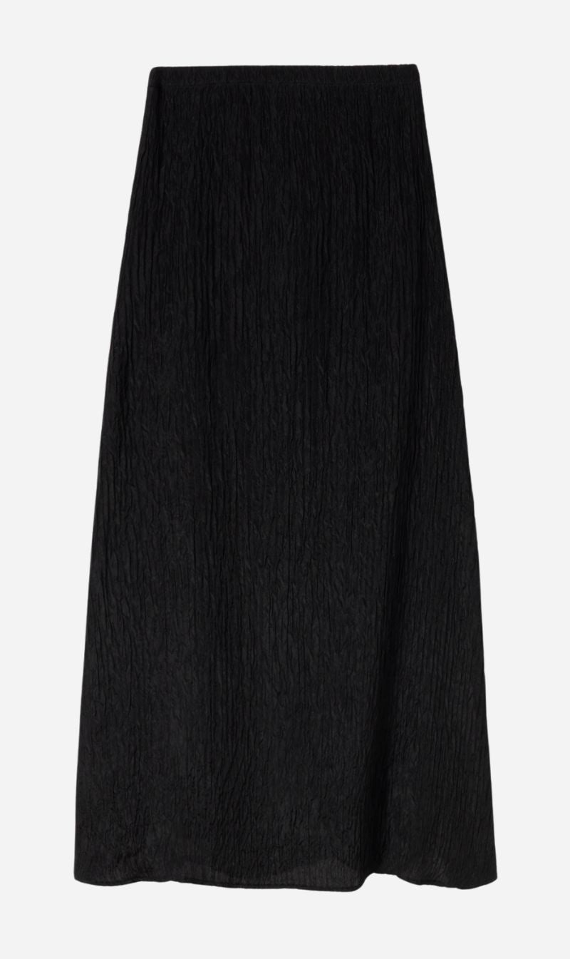 Silk Laundry | Crinkle Long Bias Cut Skirt - Black