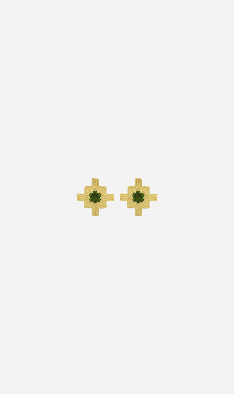 Zoe & Morgan | Inka Studs - Gold/Chrome Diopside