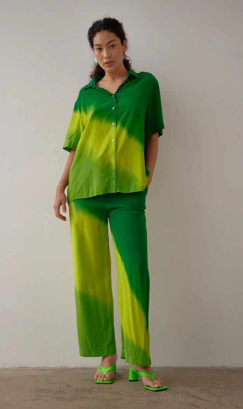 Gary Bigeni | Quinn Drawstring Pant - Hand Painted Green