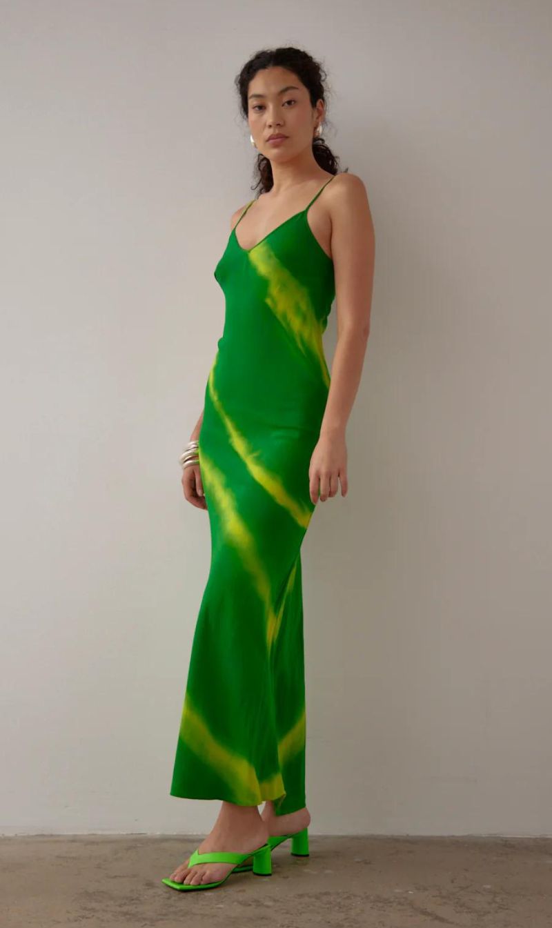 Gary Bigeni | Milka Cami Dress - Hand Painted Green