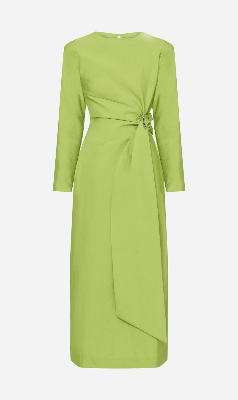 Wynn Hamlyn | Astrid Long Sleeve Maxi Dress - Acid Green