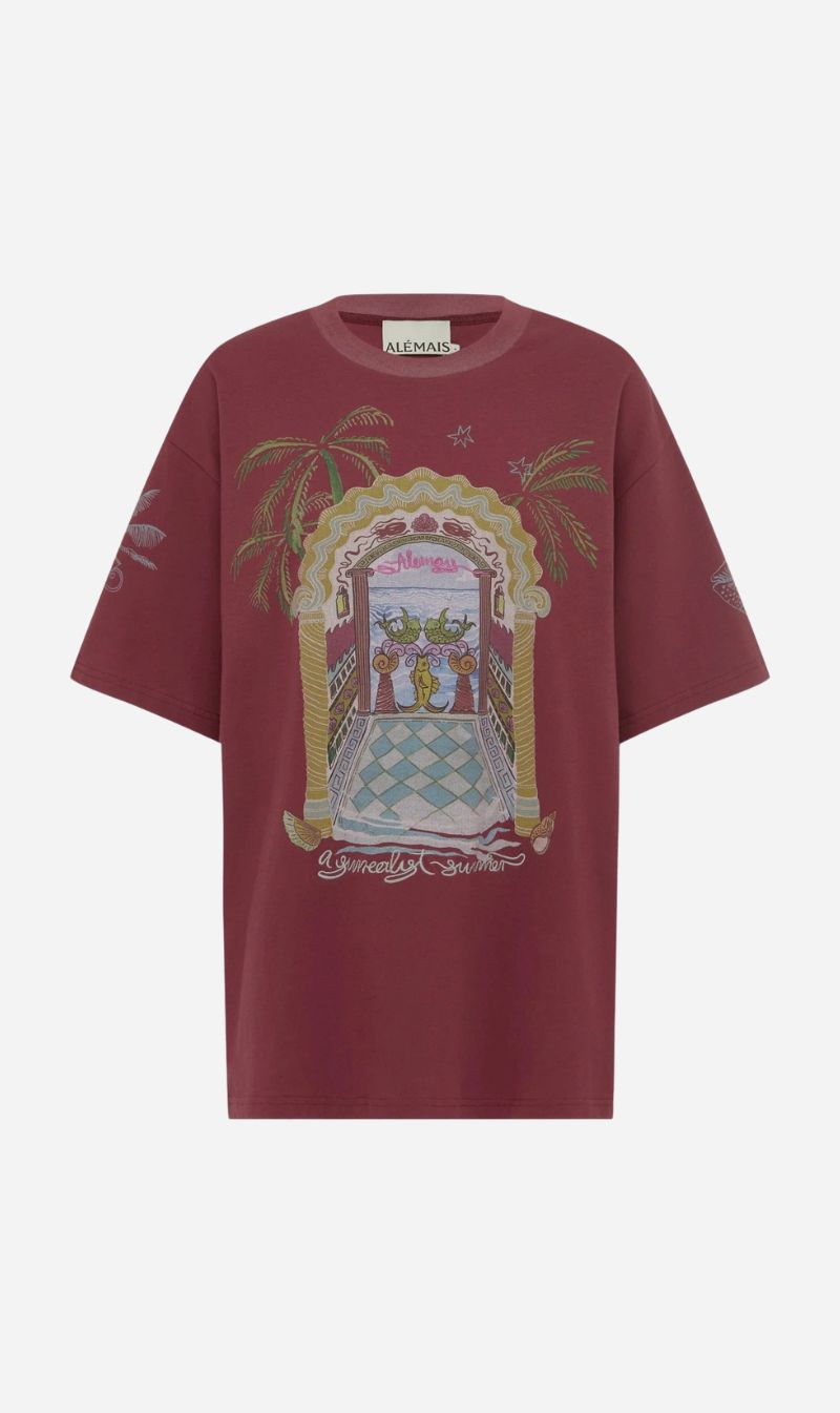 Alemais | Surrealist Summer Burgundy Tee