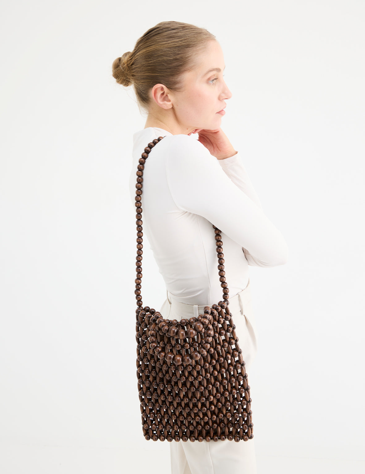 La Tribe | Gia Beaded Tote Bag - Brown