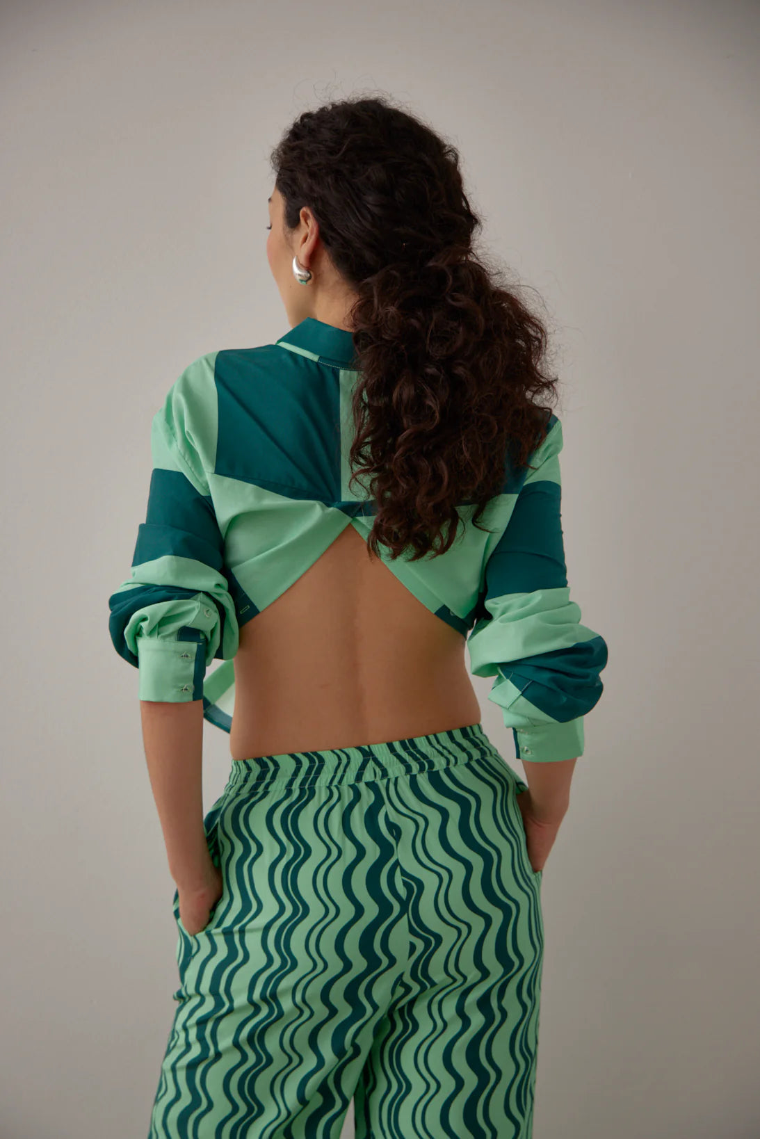 Gary Bigeni | Celina Split Shirt - Marta Mint Stripe