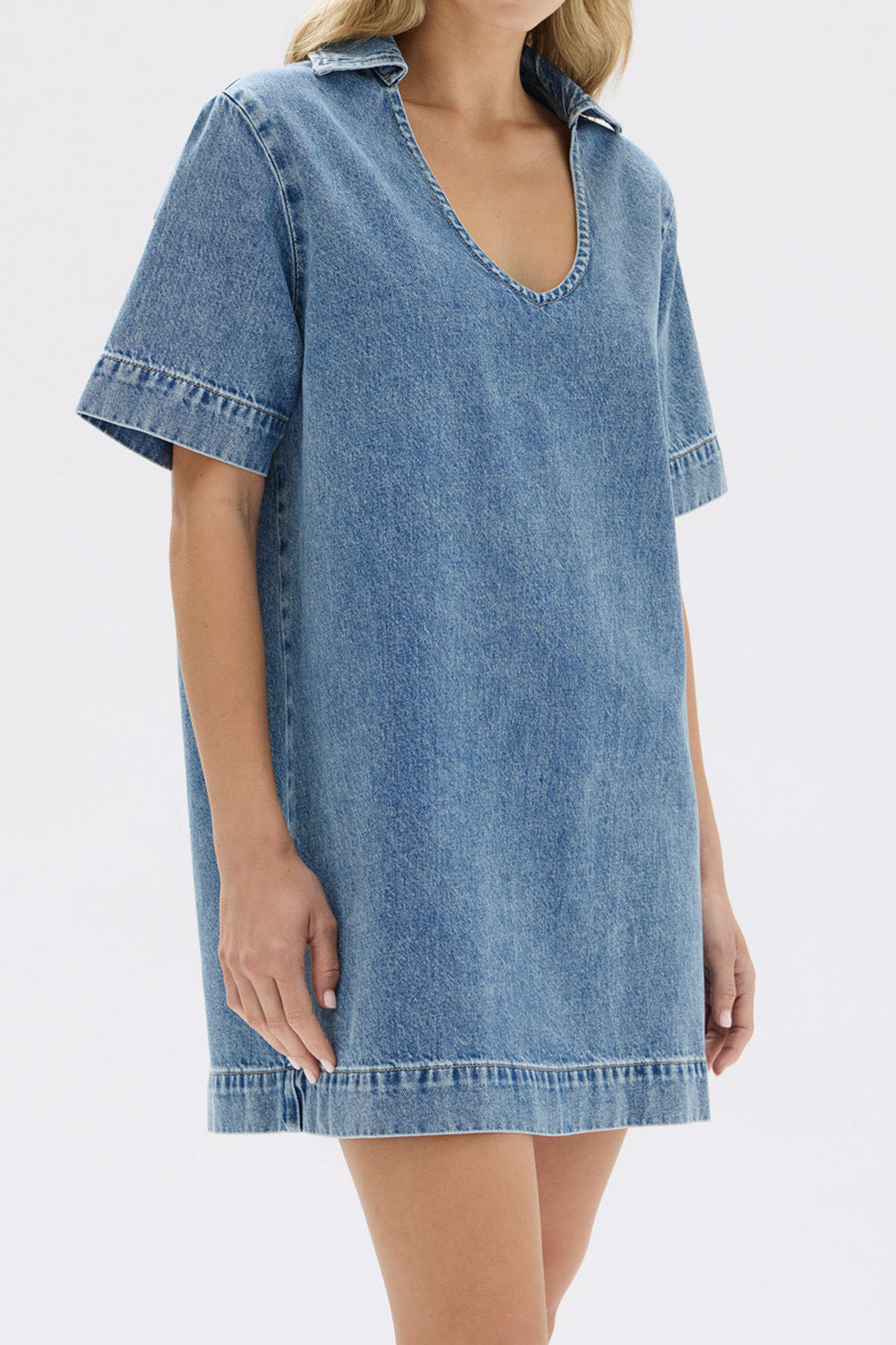 Assembly Label | Genevieve Denim Mini Dress - Dark Stone