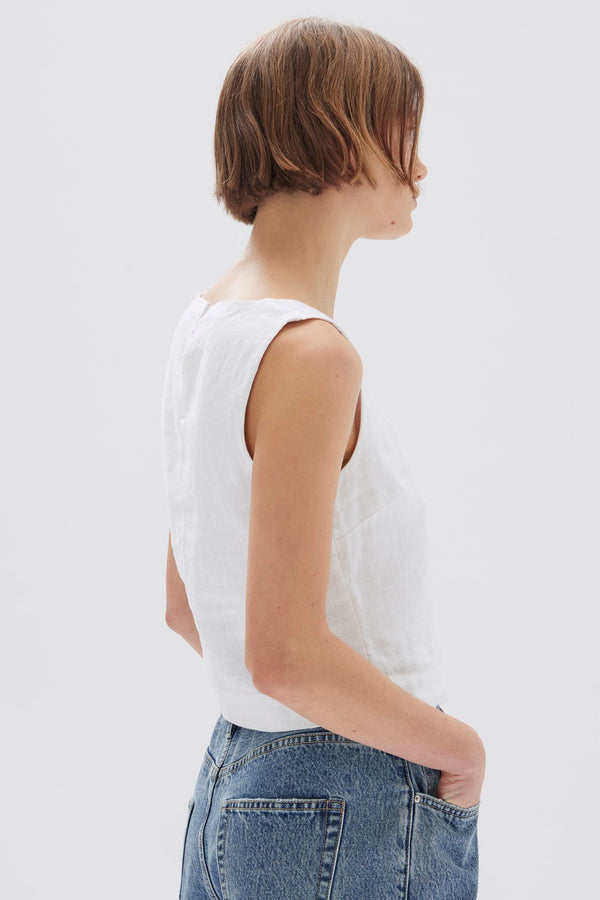 Assembly Label | Georgina Linen Top - White