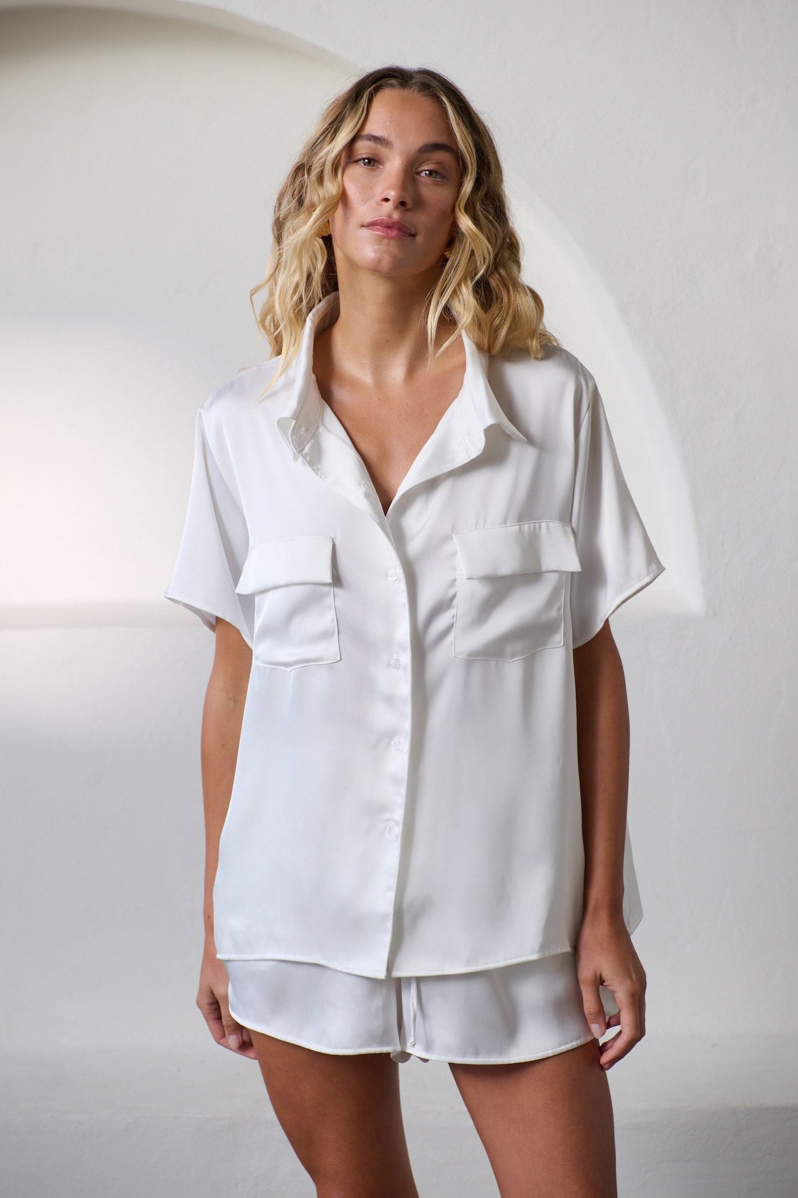 Kat The Label | Gracie Short Sleeve Shirt - Ivory