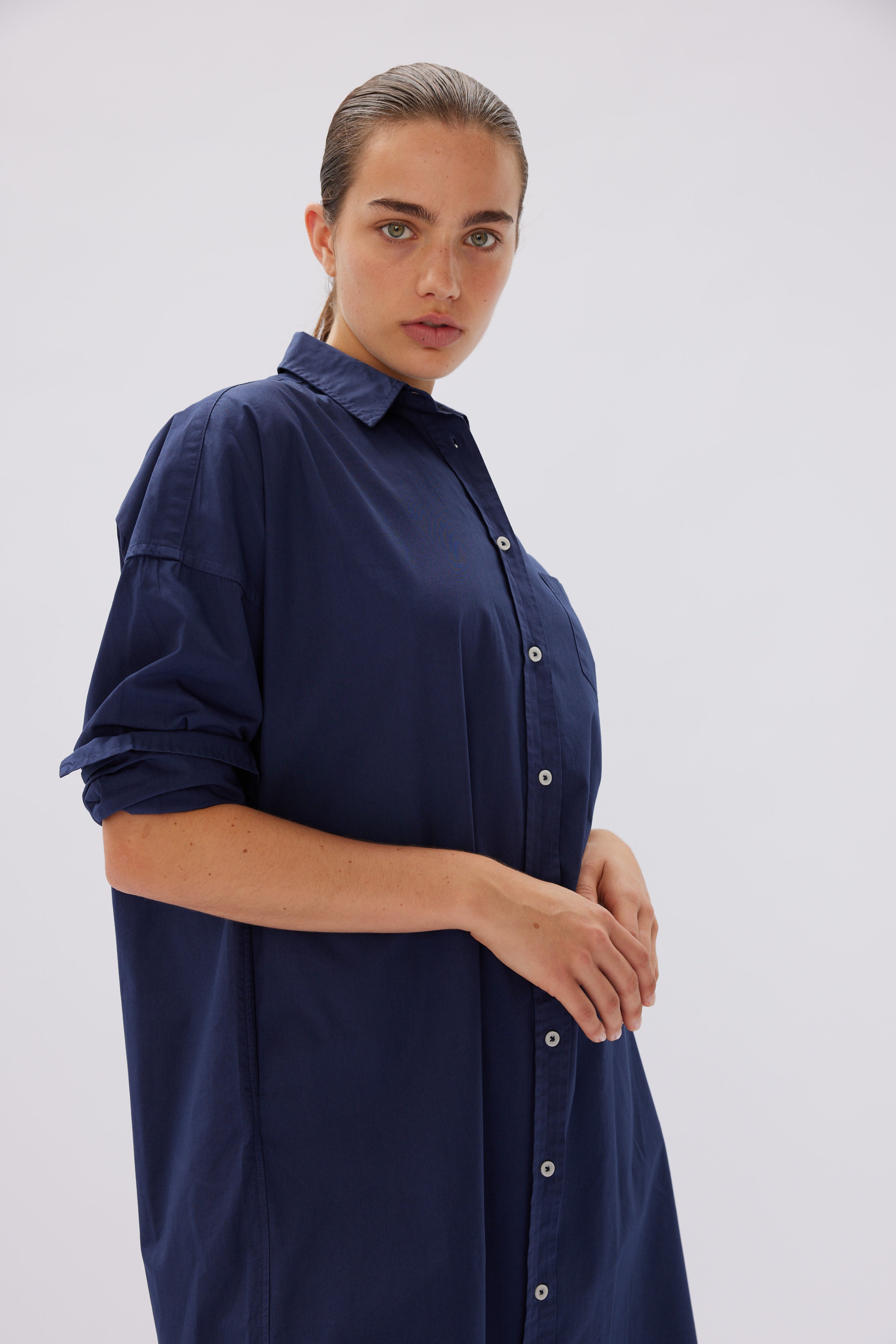 LMND | Chiara Shirt Dress - Navy