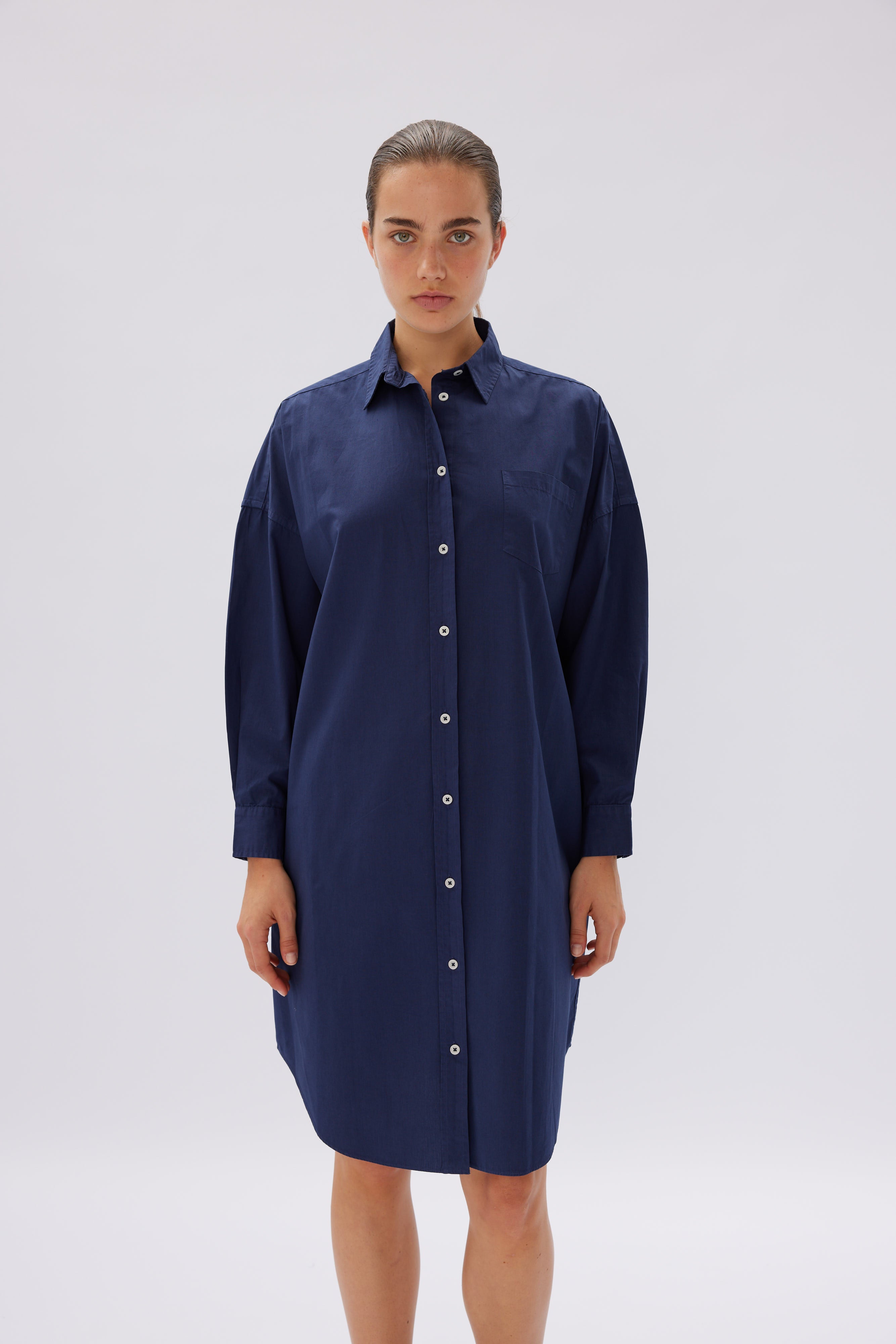 LMND | Chiara Shirt Dress - Navy