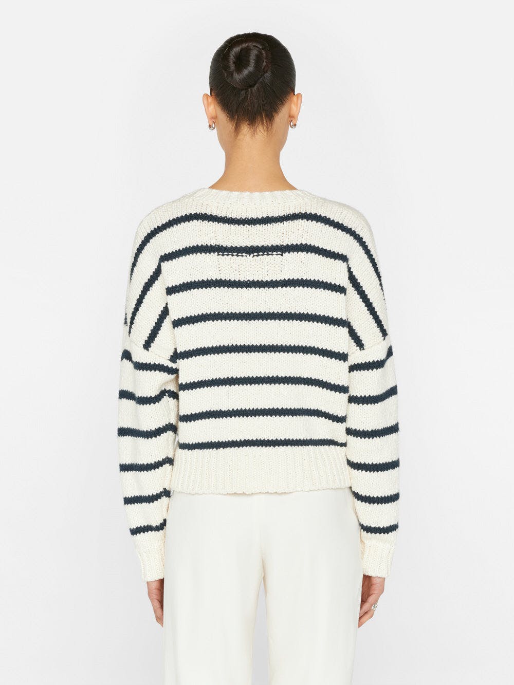 Frame Denim | Oversized Crop Crew Sweater - Navy Multi