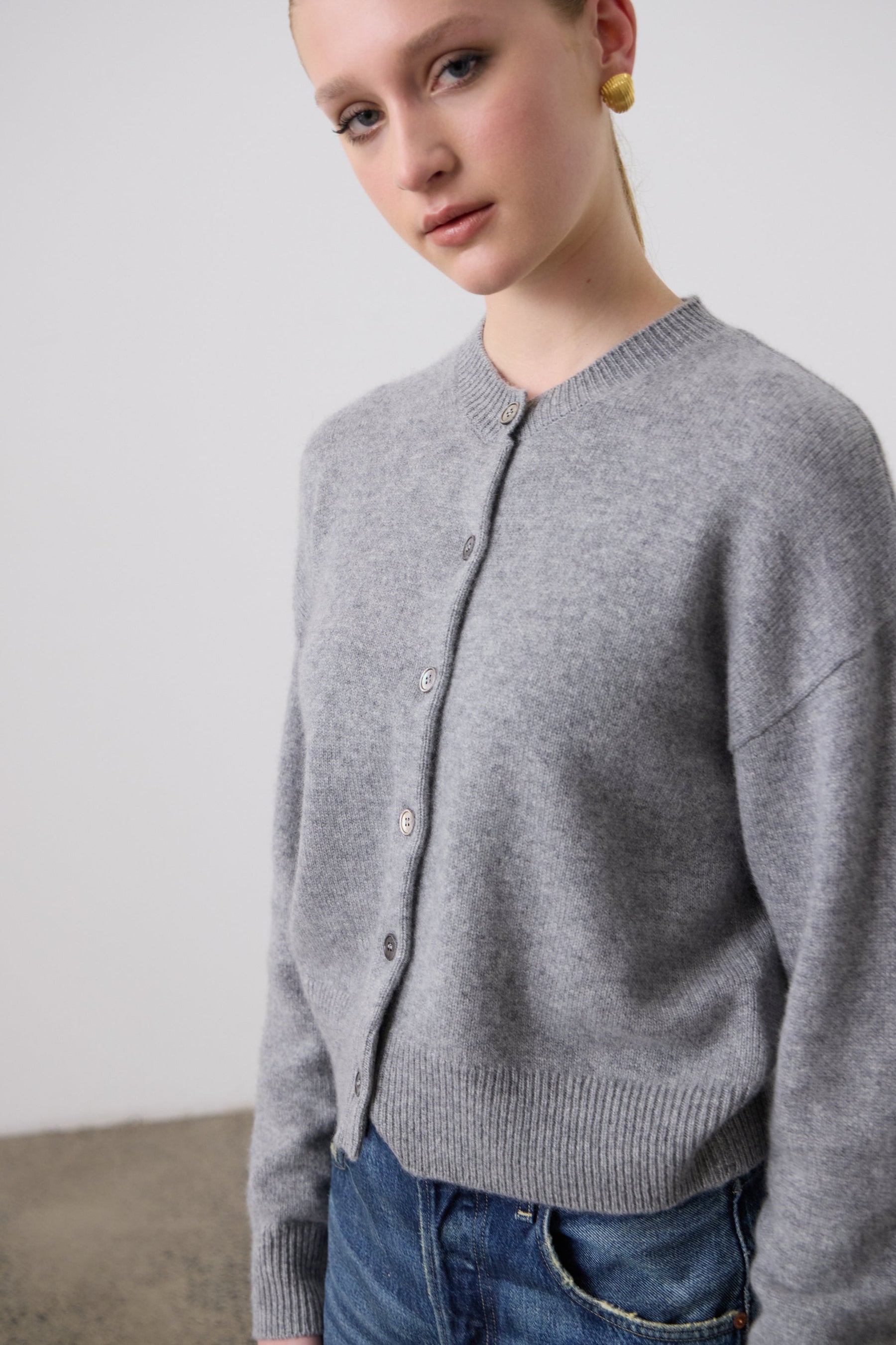 Laing | Boxy Cashmere Cardigan - Grey Marle