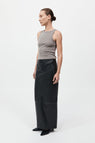 St Agni | Leather Column Skirt - Black