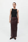 St Agni | Leather Column Skirt - Bordeau