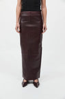 St Agni | Leather Column Skirt - Bordeau