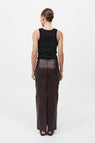 St Agni | Leather Column Skirt - Bordeau