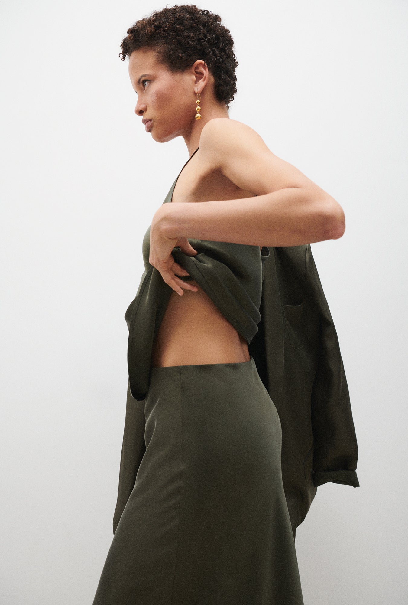 Silk Laundry | Long Bias Cut Skirt - Pine