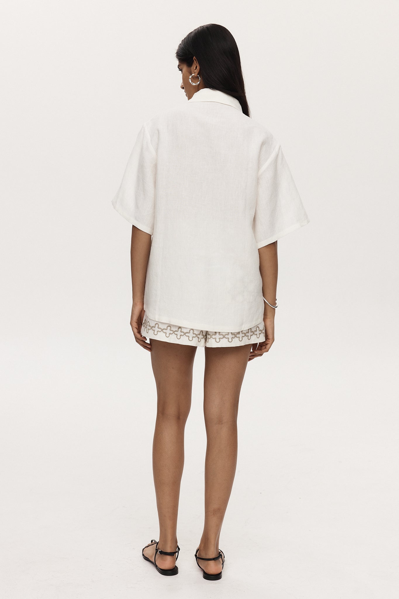 Marle | Tegan Shirt - Ivory Embroidery