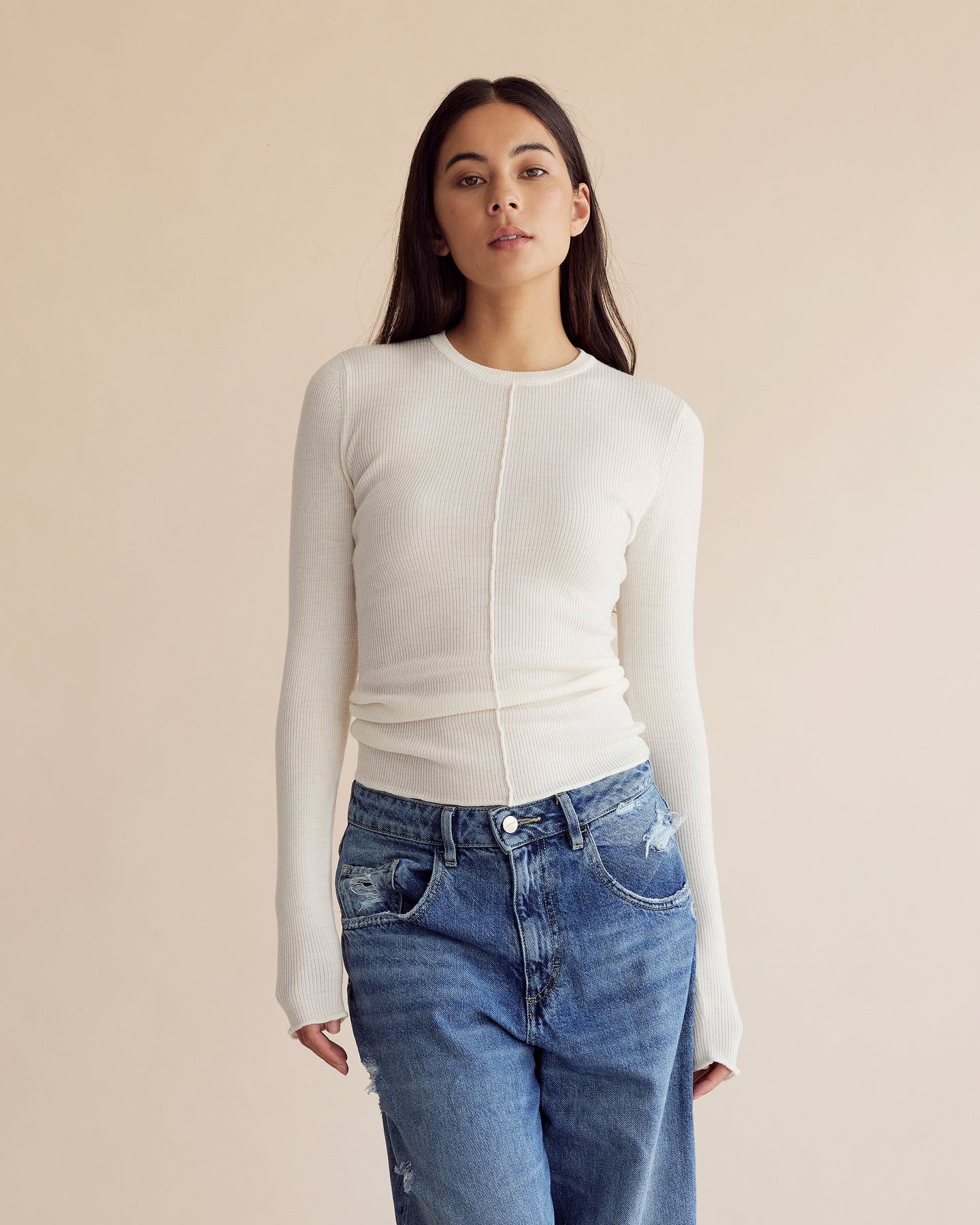 Dear Dylan | Merino Long Sleeve Knit - Ivory